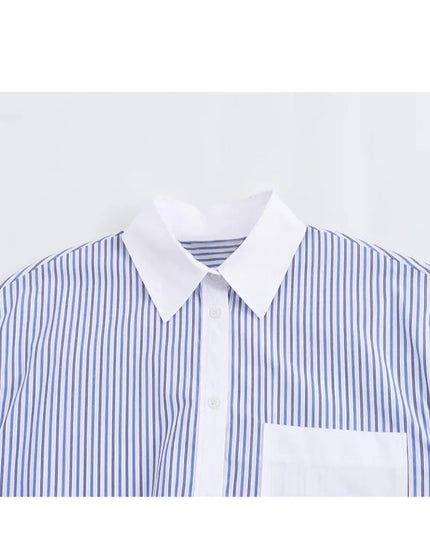 Casual Striped Blouse Shirt - VOLDRI