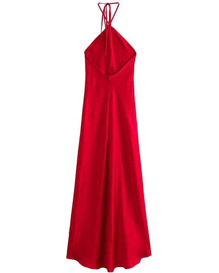 Halter Satin  Midi Dress