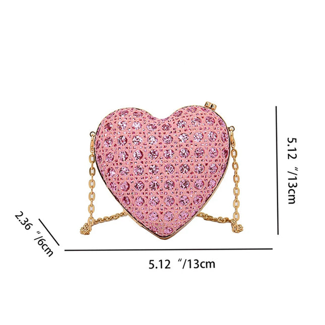 Rhinestone Love Heart Clutch - VOLDRI