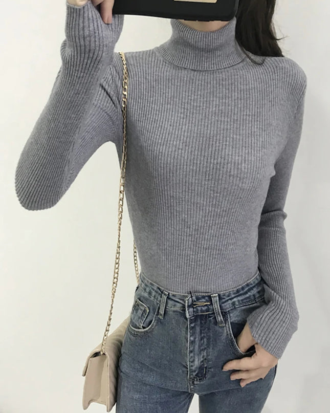 Thick Turtleneck  Ribbed Sweater - VOLDRI