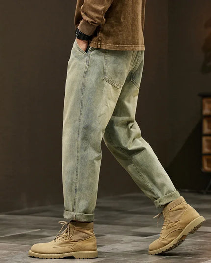 Men's 95% Cotton Jeans High Quality Loose Harem Pants Fashion Baggy Casual Outdoor Work Denim Pants Brand Men's Clothing -   | Stylish & Elegant Fashion by Voldri