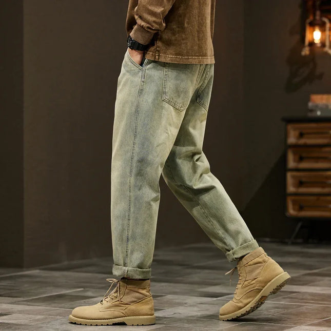 Men's 95% Cotton Jeans High Quality Loose Harem Pants Fashion Baggy Casual Outdoor Work Denim Pants Brand Men's Clothing -   | Stylish & Elegant Fashion by Voldri