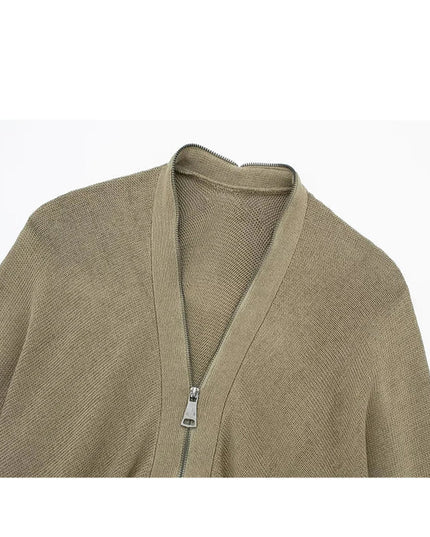 Casual Knitted Camel Cardigans - VOLDRI