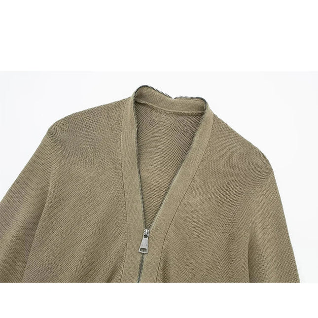 Casual Knitted Camel Cardigans - VOLDRI