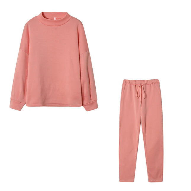 High Collar Top+ Trousers Set