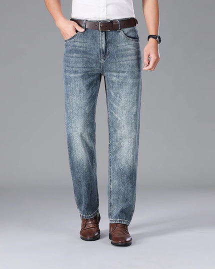 2026 Summer High Quality Brand Cloth Business Casual Men's Lightweight Straight Loose Jeans Classic Retro thin cotton trousers -   | Stylish & Elegant Fashion by Voldri