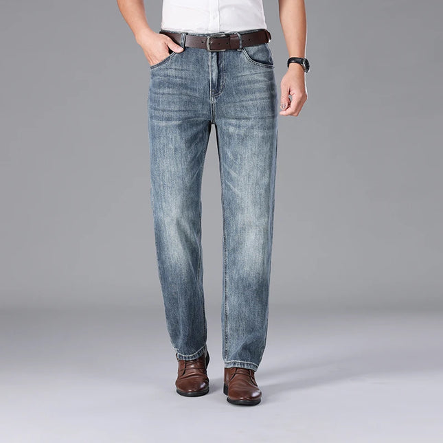 2026 Summer High Quality Brand Cloth Business Casual Men's Lightweight Straight Loose Jeans Classic Retro thin cotton trousers -   | Stylish & Elegant Fashion by Voldri