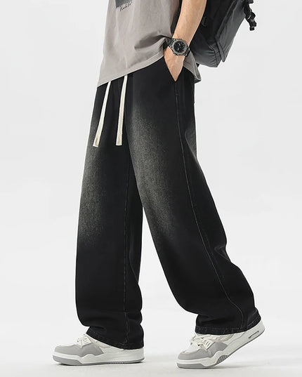 Men's Jeans American Loose Wide-leg Loose Straight Casual Trousers Street Hip-hop Baggy Jeans Black Grey  Blue Streetwear Men -   | Stylish & Elegant Fashion by Voldri