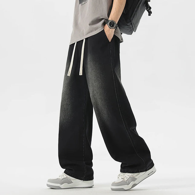 Men's Jeans American Loose Wide-leg Loose Straight Casual Trousers Street Hip-hop Baggy Jeans Black Grey  Blue Streetwear Men -   | Stylish & Elegant Fashion by Voldri