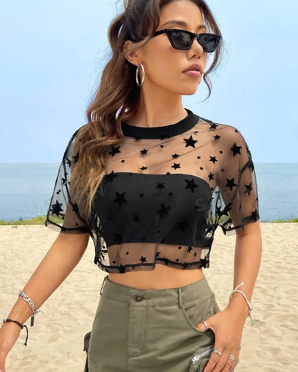 Star Print Crop Top