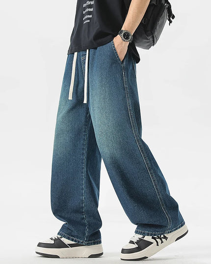 Men's Jeans American Loose Wide-leg Loose Straight Casual Trousers Street Hip-hop Baggy Jeans Black Grey  Blue Streetwear Men -   | Stylish & Elegant Fashion by Voldri