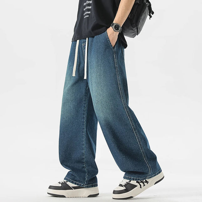 Men's Jeans American Loose Wide-leg Loose Straight Casual Trousers Street Hip-hop Baggy Jeans Black Grey  Blue Streetwear Men -   | Stylish & Elegant Fashion by Voldri