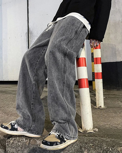 Voldri Men's Loose Straight Wide Leg Jeans - Korean Style Fashion