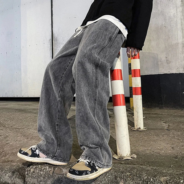 Voldri Men's Loose Straight Wide Leg Jeans - Korean Style Fashion -   | Stylish & Elegant Fashion by Voldri