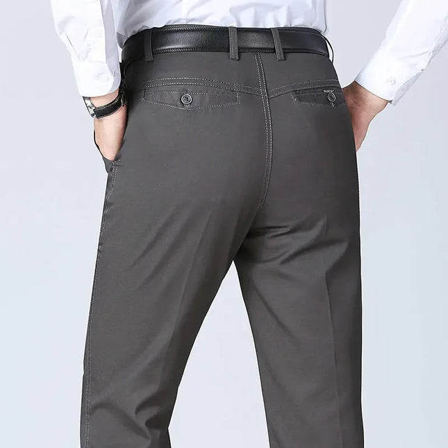 Men's 100% Cotton Autumn Thick Summer Thin Trousers Fashion Cargo Pants Smart Casual Solid Khaki Gray Brand Suit Pants KOACUS -   | Stylish & Elegant Fashion by Voldri