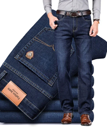 SHAN BAO Men's Stretch Denim Jeans - Classic Business Casual Fit