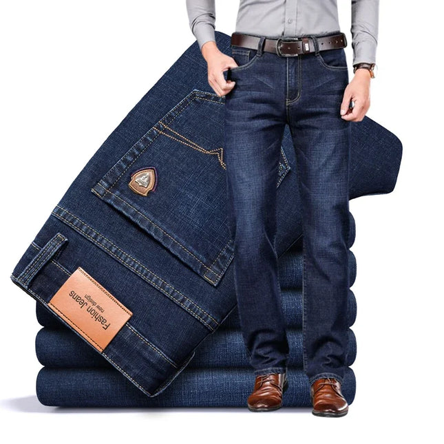 SHAN BAO Men's Stretch Denim Jeans - Classic Business Casual Fit -   | Stylish & Elegant Fashion by Voldri