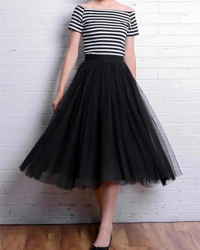 Elastic Mesh Pleated Skirts - VOLDRI