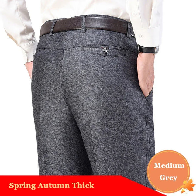 Men's Casual Business Suit Pants Men Mid Full Length Soft Trim Brand Work Trousers Regular Straight Black Gray Large Size 28-40 -   | Stylish & Elegant Fashion by Voldri