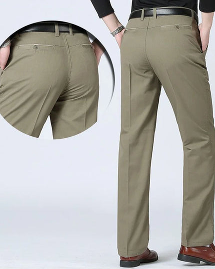 New Arrival Men's 100% Cotton Summer Autumn Casual Pants Fashion Solid Black Khaki Gentle Thicken Trousers Brand Smart Suit Pant -   | Stylish & Elegant Fashion by Voldri