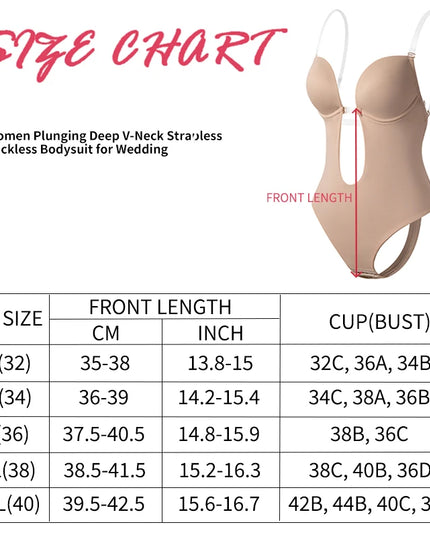 Deep V Neck Backless Shapewear Bodysuit - VOLDRI