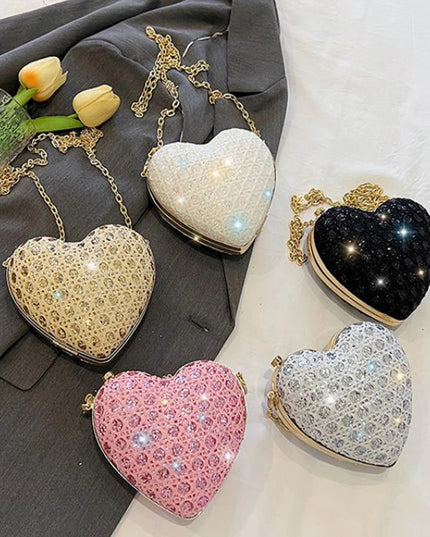 Rhinestone Love Heart Clutch - VOLDRI