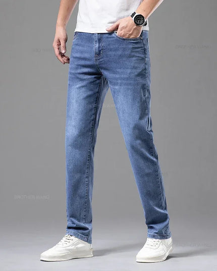 Voldri Men's Lightweight Cotton Stretch Jeans - Business Casual Fit