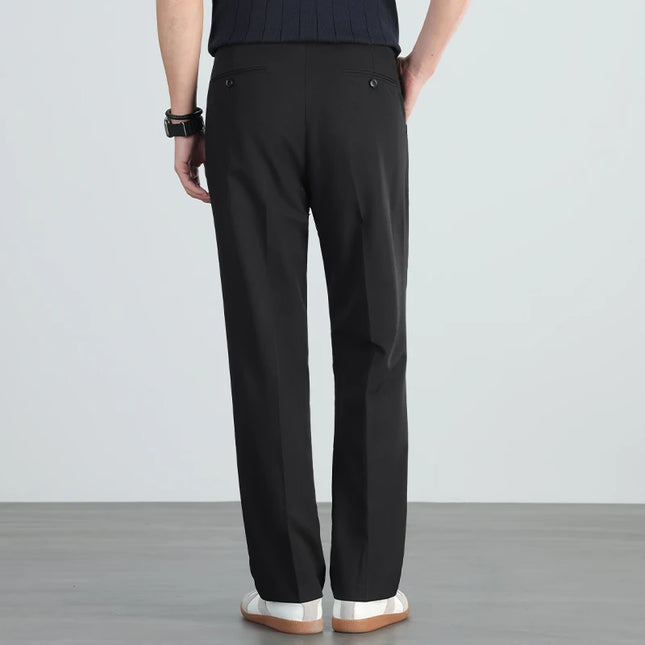 2026 summer brand business casual men's straight lightweight stretch trousers Classic simple high-waisted thin full length pants -   | Stylish & Elegant Fashion by Voldri