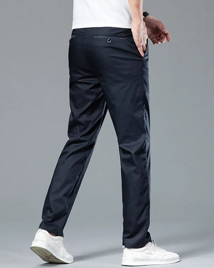 Classic Men's Business Casual Trousers Summer Thin Loose Straight Anti-wrinkle Trousers Black Navy Khaki Royal Blue -   | Stylish & Elegant Fashion by Voldri