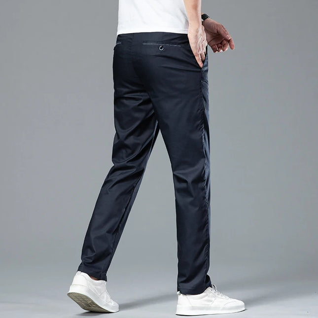 Classic Men's Business Casual Trousers Summer Thin Loose Straight Anti-wrinkle Trousers Black Navy Khaki Royal Blue -   | Stylish & Elegant Fashion by Voldri