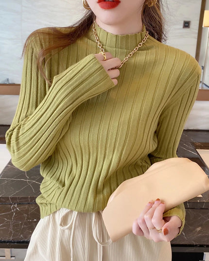 Knitted Ribbed Turtleneck Sweater - VOLDRI