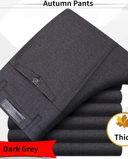 Men's Autumn Thick Summer Thin Casual Pants Straight Formal Long Trouser Adult Solid Color Flat Design Suit Pant Business KOACUS -   | Stylish & Elegant Fashion by Voldri