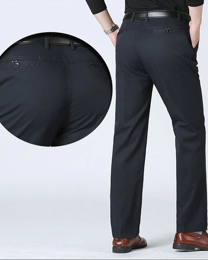 New Arrival Men's 100% Cotton Summer Autumn Casual Pants Fashion Solid Black Khaki Gentle Thicken Trousers Brand Smart Suit Pant -   | Stylish & Elegant Fashion by Voldri