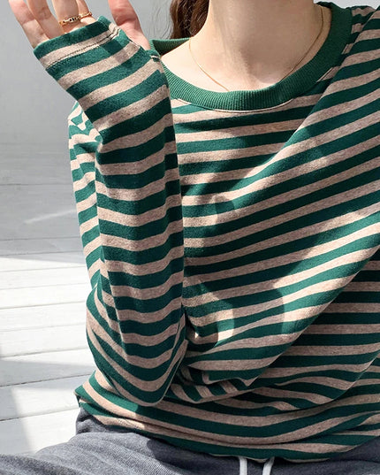 Basic  Casual Striped T-shirt - VOLDRI