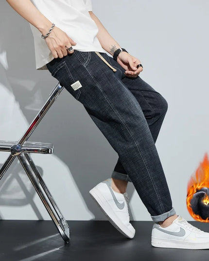 Voldri Men's Winter Fleece Jeans - Loose Fit & Straight Leg Design