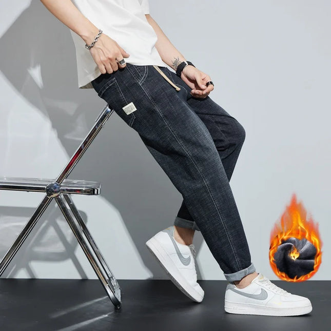 Voldri Men's Winter Fleece Jeans - Loose Fit & Straight Leg Design -   | Stylish & Elegant Fashion by Voldri