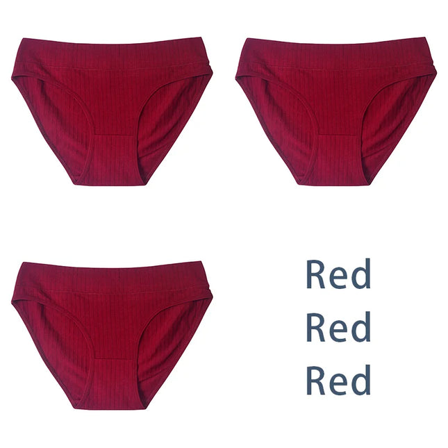 3PCS/Set   Rib Underpants  Lingerie - VOLDRI