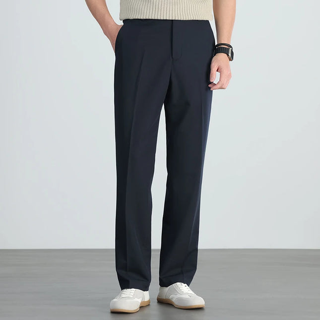 2026 summer brand business casual men's straight lightweight stretch trousers Classic simple high-waisted thin full length pants -   | Stylish & Elegant Fashion by Voldri