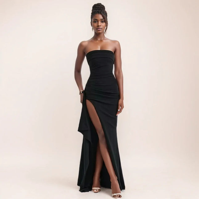 Strapless  Slit Long Dress