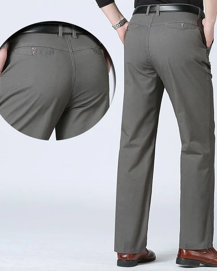 New Arrival Men's 100% Cotton Summer Autumn Casual Pants Fashion Solid Black Khaki Gentle Thicken Trousers Brand Smart Suit Pant -   | Stylish & Elegant Fashion by Voldri