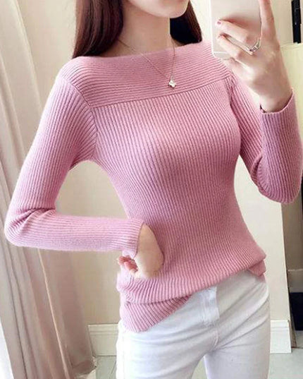 Casual Long Sleeve Knitted Sweater - VOLDRI