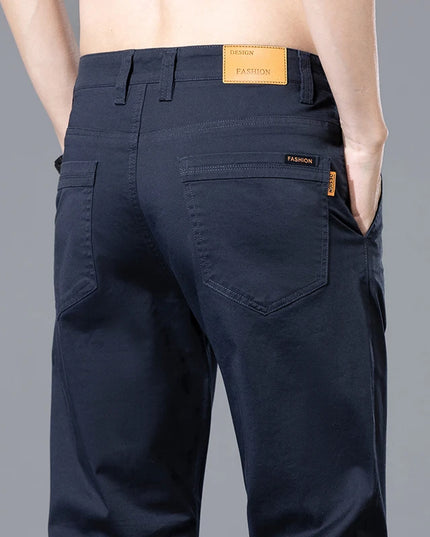 2026 Summer Clothing Smart Casual Men's Straight Cotton Stretch Pants Classic Letter Patches Lightweight mid-rise trousers -   | Stylish & Elegant Fashion by Voldri