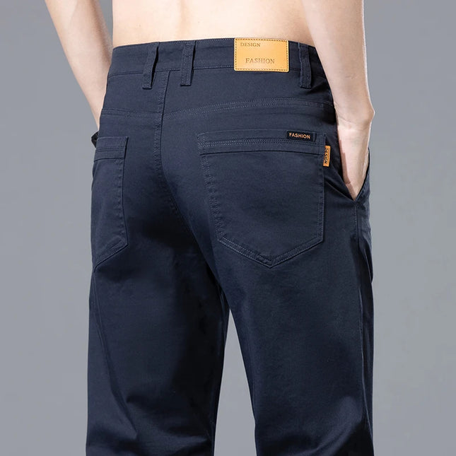 2026 Summer Clothing Smart Casual Men's Straight Cotton Stretch Pants Classic Letter Patches Lightweight mid-rise trousers -   | Stylish & Elegant Fashion by Voldri