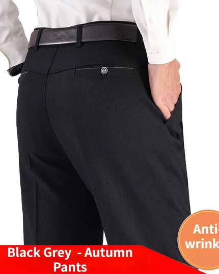 Voldri Men's Casual Suit Pants - Classic Stretch Trousers in Black/Gray -   | Stylish & Elegant Fashion by Voldri