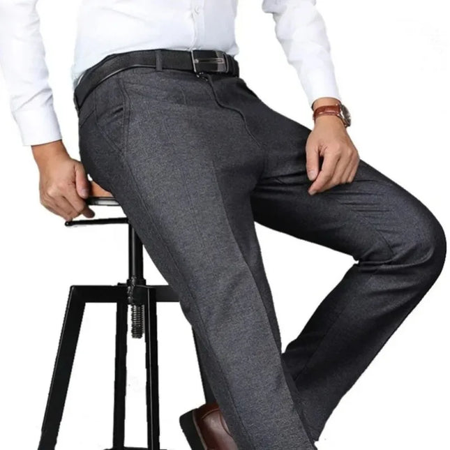 Men's Casual Business Suit Pants Men Mid Full Length Soft Trim Brand Work Trousers Regular Straight Black Gray Large Size 28-40 -   | Stylish & Elegant Fashion by Voldri