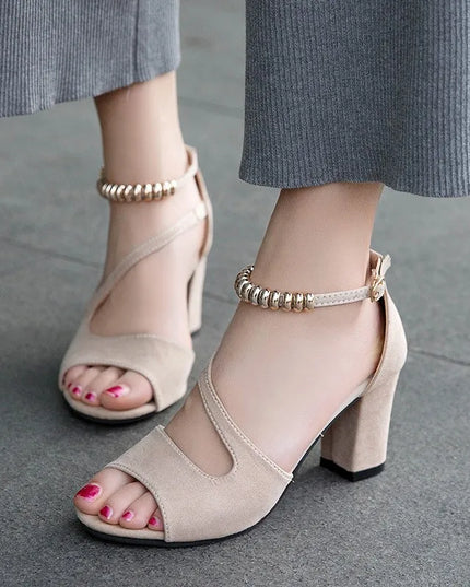 Hollow  Beaded High Heels