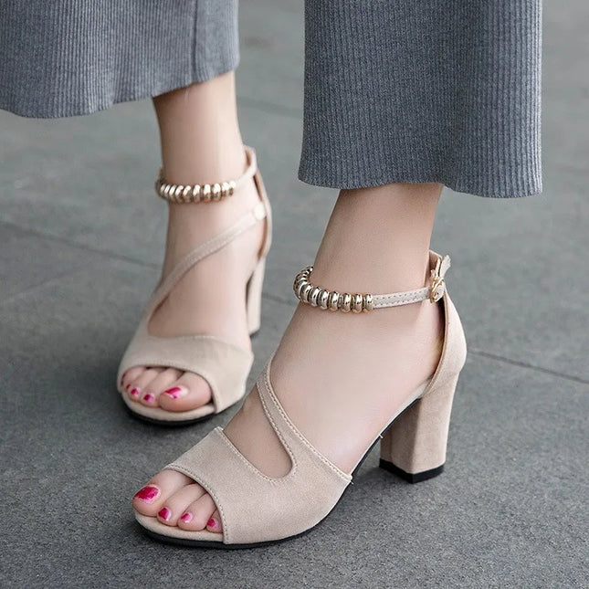 Hollow  Beaded High Heels