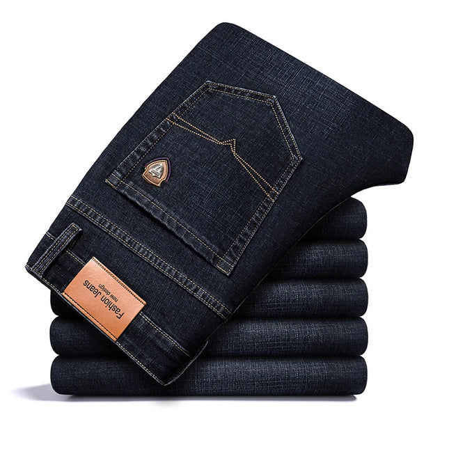 SHAN BAO Men's Stretch Denim Jeans - Classic Business Casual Fit -   | Stylish & Elegant Fashion by Voldri