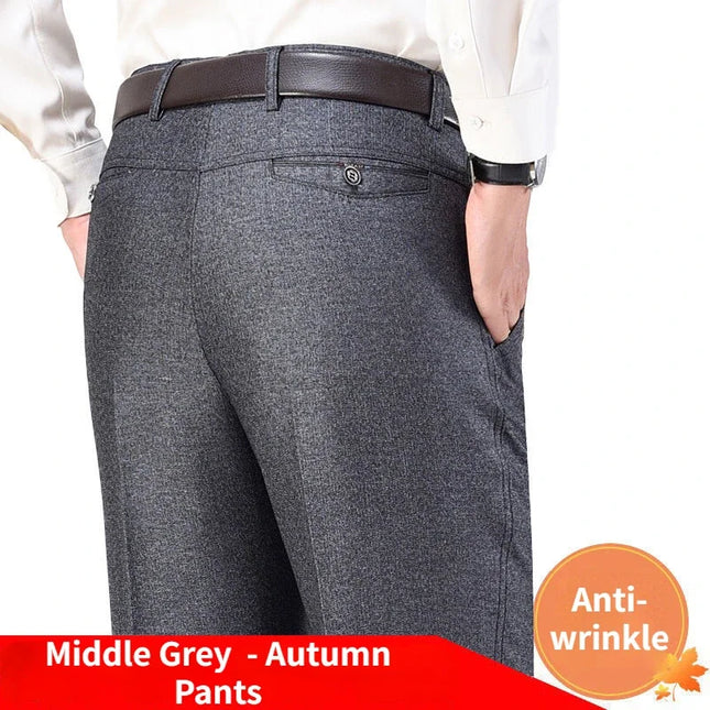 Voldri Men's Casual Suit Pants - Classic Stretch Trousers in Black/Gray -   | Stylish & Elegant Fashion by Voldri