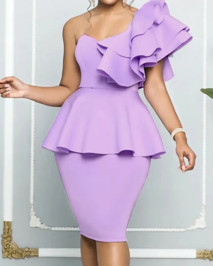 Peplum Ruffles  Sheath Gowns - VOLDRI